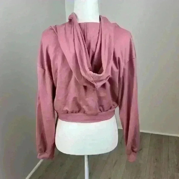 SHEIN Pink Cropped Drawstring Hoodie Size M - Picture 4 of 9